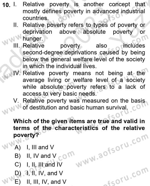 Urban and Enviromental Policy Dersi 2023 - 2024 Yılı Yaz Okulu Sınav Soruları 10. Soru