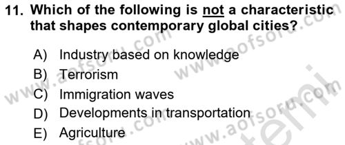 Urban and Enviromental Policy Dersi 2023 - 2024 Yılı Yaz Okulu Sınav Soruları 11. Soru