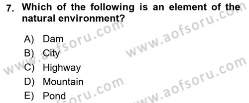 Urban and Enviromental Policy Dersi 2023 - 2024 Yılı Yaz Okulu Sınav Soruları 7. Soru