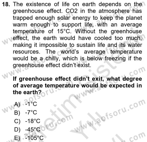 Urban and Enviromental Policy Dersi 2024 - 2025 Yılı (Vize) Ara Sınav Soruları 18. Soru