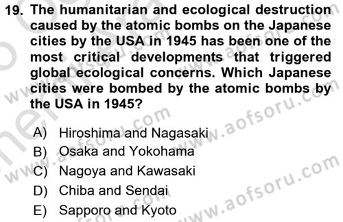 Urban and Enviromental Policy Dersi 2024 - 2025 Yılı (Vize) Ara Sınav Soruları 19. Soru
