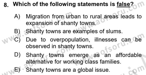 Urban and Enviromental Policy Dersi 2024 - 2025 Yılı (Vize) Ara Sınav Soruları 8. Soru