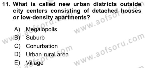 Urban and Enviromental Policy Dersi 2024 - 2025 Yılı (Final) Dönem Sonu Sınav Soruları 11. Soru