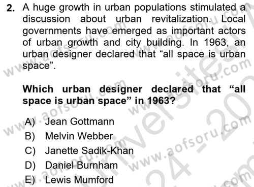 Urban and Enviromental Policy Dersi 2024 - 2025 Yılı (Final) Dönem Sonu Sınav Soruları 2. Soru