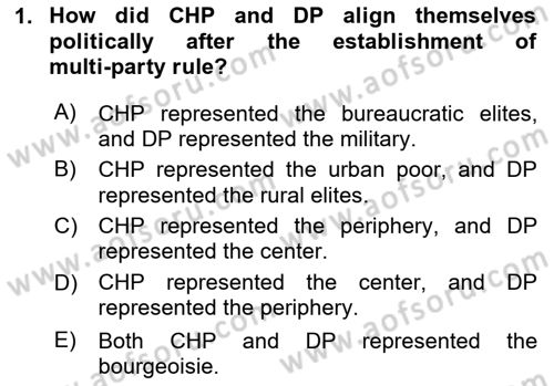 Turkish Public Administration Dersi 2024 - 2025 Yılı (Vize) Ara Sınav Soruları 1. Soru