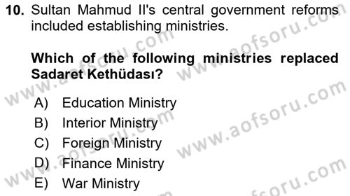 Turkish Public Administration Dersi 2024 - 2025 Yılı (Vize) Ara Sınav Soruları 10. Soru