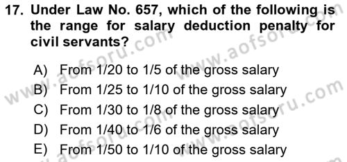 Turkish Public Administration Dersi 2024 - 2025 Yılı (Vize) Ara Sınav Soruları 17. Soru