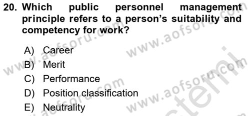 Turkish Public Administration Dersi 2024 - 2025 Yılı (Vize) Ara Sınav Soruları 20. Soru