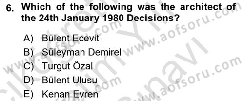 Turkish Public Administration Dersi 2024 - 2025 Yılı (Vize) Ara Sınav Soruları 6. Soru
