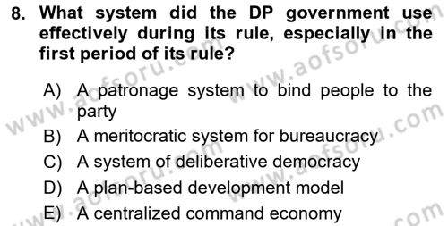 Turkish Public Administration Dersi 2024 - 2025 Yılı (Vize) Ara Sınav Soruları 8. Soru