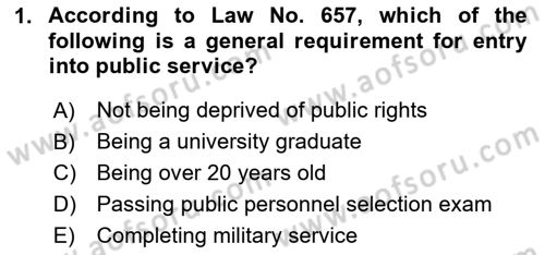 Turkish Public Administration Dersi 2024 - 2025 Yılı (Final) Dönem Sonu Sınav Soruları 1. Soru
