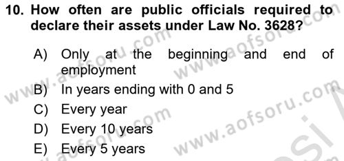 Turkish Public Administration Dersi 2024 - 2025 Yılı (Final) Dönem Sonu Sınav Soruları 10. Soru