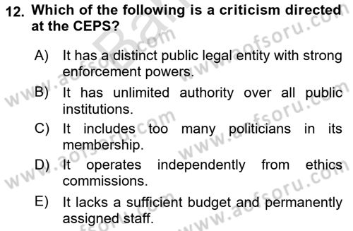 Turkish Public Administration Dersi 2024 - 2025 Yılı (Final) Dönem Sonu Sınav Soruları 12. Soru
