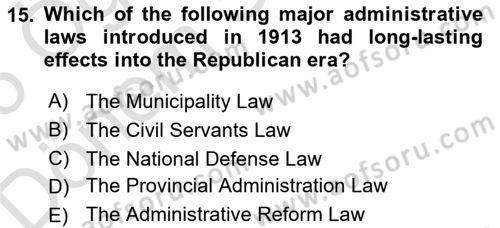 Turkish Public Administration Dersi 2024 - 2025 Yılı (Final) Dönem Sonu Sınav Soruları 15. Soru