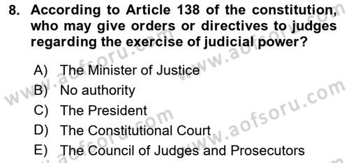 Turkish Public Administration Dersi 2024 - 2025 Yılı (Final) Dönem Sonu Sınav Soruları 8. Soru