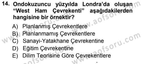 Kentleşme ve Konut Politikaları Dersi 2012 - 2013 Yılı (Final) Dönem Sonu Sınav Soruları 14. Soru