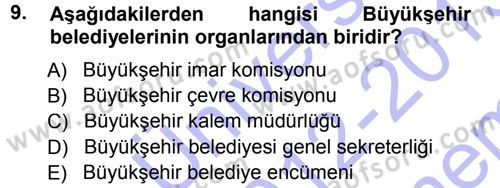 Kentleşme ve Konut Politikaları Dersi 2012 - 2013 Yılı (Final) Dönem Sonu Sınav Soruları 9. Soru