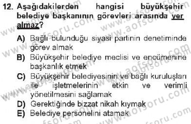 Kentleşme ve Konut Politikaları Dersi 2012 - 2013 Yılı Tek Ders Sınav Soruları 12. Soru
