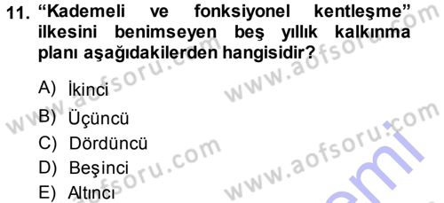 Kentleşme ve Konut Politikaları Dersi 2013 - 2014 Yılı (Final) Dönem Sonu Sınav Soruları 11. Soru