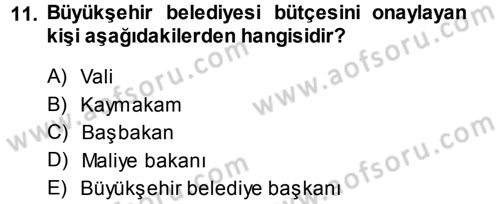 Kentleşme ve Konut Politikaları Dersi 2013 - 2014 Yılı Tek Ders Sınav Soruları 11. Soru