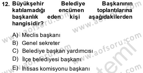Kentleşme ve Konut Politikaları Dersi 2013 - 2014 Yılı Tek Ders Sınav Soruları 12. Soru