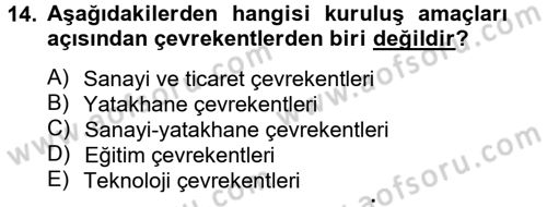 Kentleşme ve Konut Politikaları Dersi 2013 - 2014 Yılı Tek Ders Sınav Soruları 14. Soru