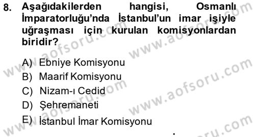 Kentleşme ve Konut Politikaları Dersi 2014 - 2015 Yılı (Vize) Ara Sınavı 8. Soru