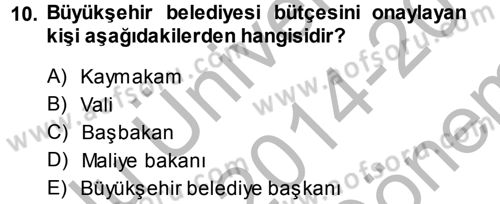 Kentleşme ve Konut Politikaları Dersi 2014 - 2015 Yılı (Final) Dönem Sonu Sınav Soruları 10. Soru