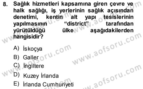 Kentleşme ve Konut Politikaları Dersi 2014 - 2015 Yılı (Final) Dönem Sonu Sınav Soruları 8. Soru