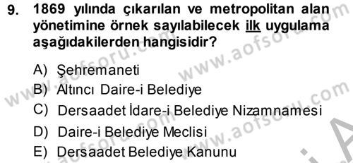 Kentleşme ve Konut Politikaları Dersi 2014 - 2015 Yılı (Final) Dönem Sonu Sınav Soruları 9. Soru