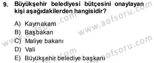 Kentleşme ve Konut Politikaları Dersi 2014 - 2015 Yılı Tek Ders Sınav Soruları 9. Soru
