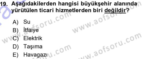 Kentleşme ve Konut Politikaları Dersi Ara Sınavı Deneme Sınav Soruları 19. Soru