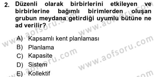 Kentleşme ve Konut Politikaları Dersi 2015 - 2016 Yılı (Vize) Ara Sınavı 2. Soru