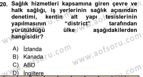 Kentleşme ve Konut Politikaları Dersi 2015 - 2016 Yılı (Vize) Ara Sınav Soruları 20. Soru