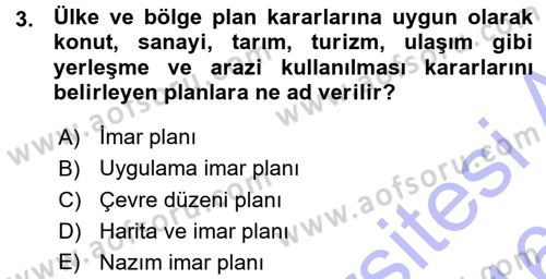 Kentleşme ve Konut Politikaları Dersi 2015 - 2016 Yılı (Vize) Ara Sınavı 3. Soru