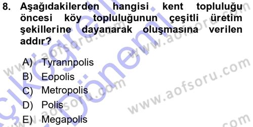 Kentleşme ve Konut Politikaları Dersi Ara Sınavı Deneme Sınav Soruları 8. Soru