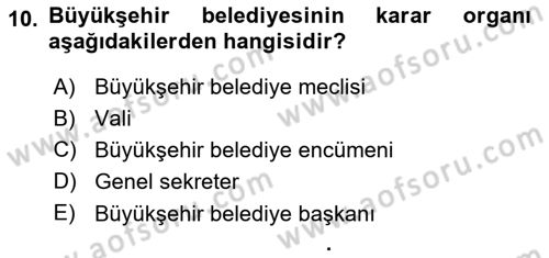Kentleşme ve Konut Politikaları Dersi 2015 - 2016 Yılı (Final) Dönem Sonu Sınav Soruları 10. Soru