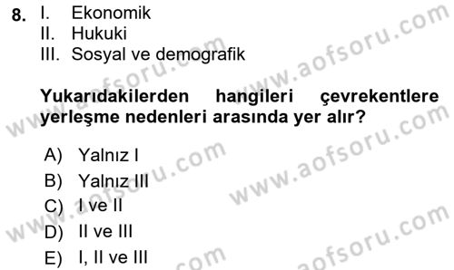 Kentleşme ve Konut Politikaları Dersi 2015 - 2016 Yılı (Final) Dönem Sonu Sınav Soruları 8. Soru