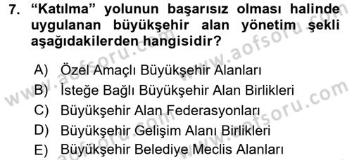 Kentleşme ve Konut Politikaları Dersi 2015 - 2016 Yılı Tek Ders Sınav Soruları 7. Soru