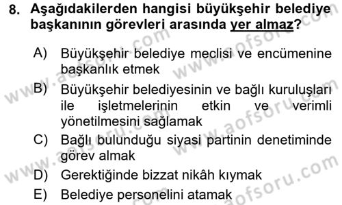 Kentleşme ve Konut Politikaları Dersi 2015 - 2016 Yılı Tek Ders Sınav Soruları 8. Soru