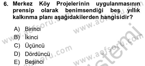 Kentleşme ve Konut Politikaları Dersi 2016 - 2017 Yılı 3 Ders Sınavı 6. Soru