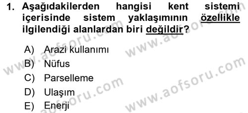 Kentleşme ve Konut Politikaları Dersi Ara Sınavı Deneme Sınav Soruları 1. Soru