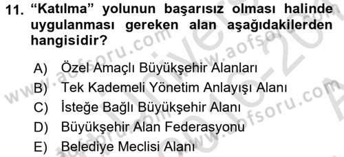 Kentleşme ve Konut Politikaları Dersi Ara Sınavı Deneme Sınav Soruları 11. Soru