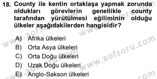 Kentleşme ve Konut Politikaları Dersi 2016 - 2017 Yılı (Vize) Ara Sınav Soruları 18. Soru