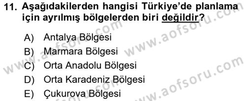 Kentleşme ve Konut Politikaları Dersi 2017 - 2018 Yılı 3 Ders Sınav Soruları 11. Soru