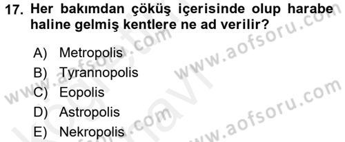 Kentleşme ve Konut Politikaları Dersi 2017 - 2018 Yılı 3 Ders Sınavı 17. Soru