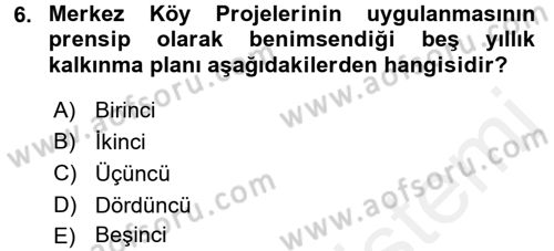 Kentleşme ve Konut Politikaları Dersi 2017 - 2018 Yılı 3 Ders Sınavı 6. Soru