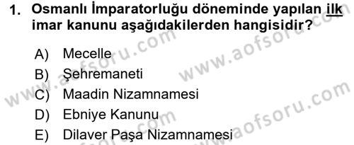 Kentleşme ve Konut Politikaları Dersi Ara Sınavı Deneme Sınav Soruları 1. Soru