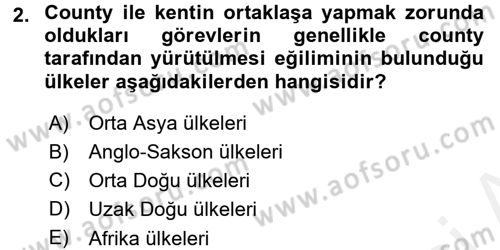 Kentleşme ve Konut Politikaları Dersi 2017 - 2018 Yılı (Final) Dönem Sonu Sınav Soruları 2. Soru