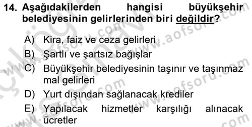 Kentleşme ve Konut Politikaları Dersi 2018 - 2019 Yılı 3 Ders Sınav Soruları 14. Soru